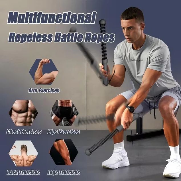 Weight Less Battle Ropes Weighted Ropeless Battle Rope: Quiet Portable HIIT & Strength Gear - Tanga