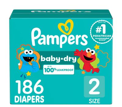 Pampers Baby Dry Diapers Pack - Size 2 -186ct