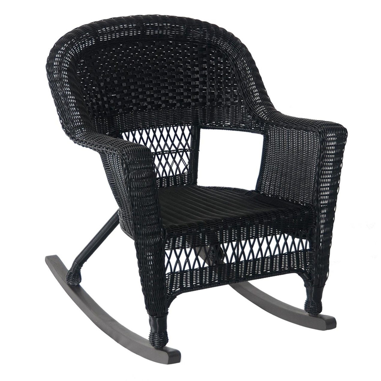 2-Piece Tiana Black Resin Wicker Patio Rocker Chairs Set - Brown