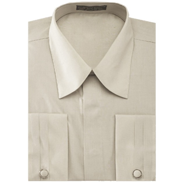 Men's Pleated French Cuff Pat Riley Collar Dress Shirt with Cufflinks ...