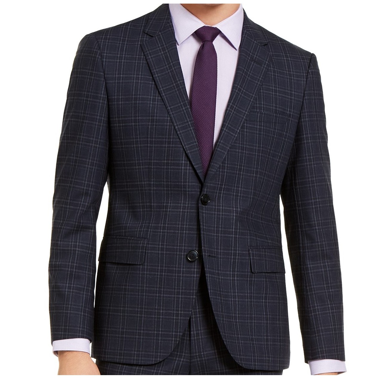 Hugo Boss Men s Modern Fit Stretch Dark Blue Plaid Suit Jacket Blue hugo-boss-men-s-modern-fit-stretch-dark-blue-plaid-suit-jacket-blue