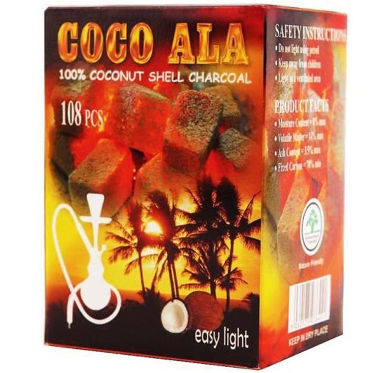 108-Pieces: Coco Ala Charcoal Natural Coconut Hookah Shisha Coals ...
