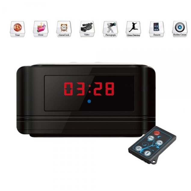 HD Multi-function Spy Clock Hidden Camera Motion Detection Black 1280 x ...