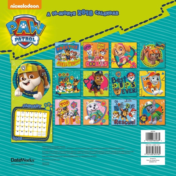 Paw Patrol Wall Calendar, by TRENDS Tanga