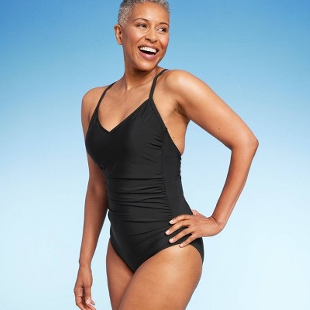 Women s UPF 50 Ring Back One Piece Swimsuit Aqua Green Black M Tanga