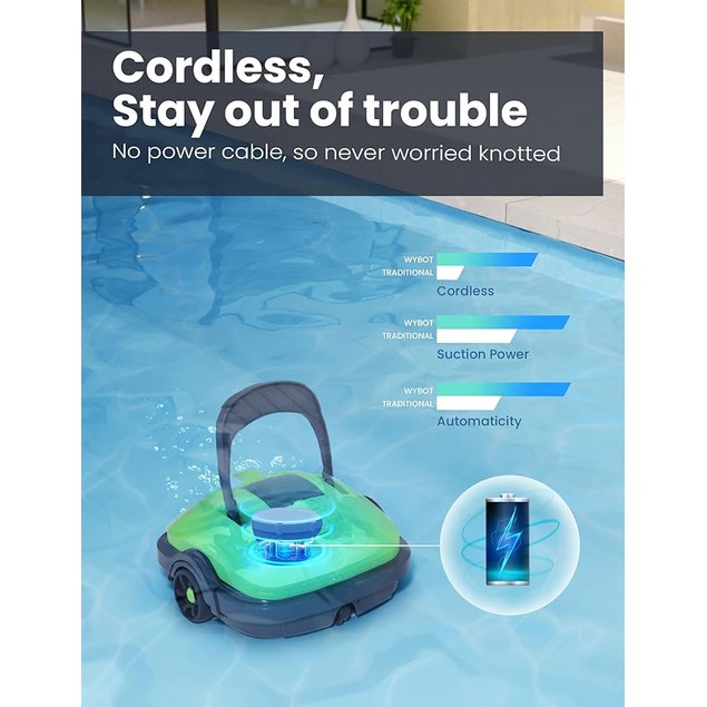WYBOT Osprey 200 Cordless Robotic Pool Cleaner WY1102 - GREEN - Tanga