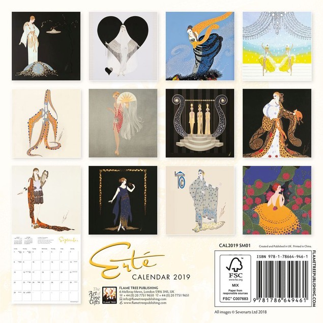 Erte Mini Wall Calendar, by Flame Tree Publishing Tanga