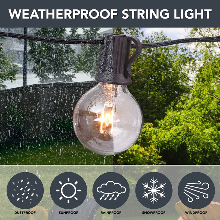 Sterno Home 100-Ft Clear Globe Outdoor Incandescent String Lights G40 ...
