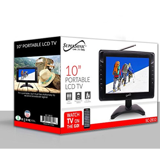 SuperSonic Portable LCD Digital AC/DC TV 10-Inch - Tanga
