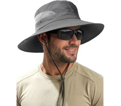 Mens Bucket Sun Hat UPF Protection Wide Brim