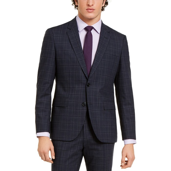 Hugo Boss Men s Modern Fit Stretch Dark Blue Plaid Suit Jacket Blue hugo-boss-men-s-modern-fit-stretch-dark-blue-plaid-suit-jacket-blue