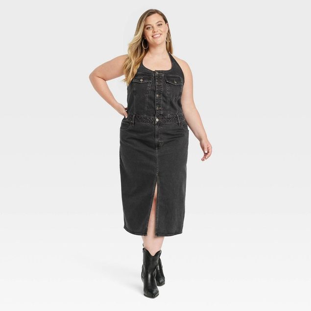 Universal Thread Women's Midi Halter Denim Dress - Tanga Universal Thread Women's Midi Halter Denim Dress - Tanga
