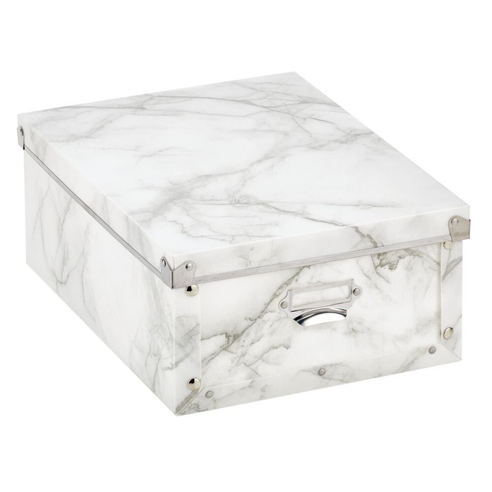 mDesign Storage Organizer Box with Lid and Metal Plate - 2 Pack ...