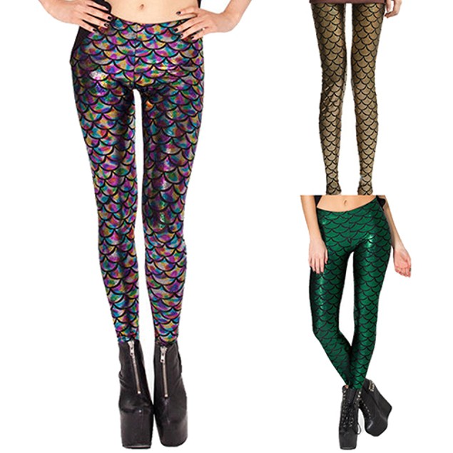 Womens Mermaid Fish Scale Printing Slim Leggings (Size M)7.6568 Womens Mermaid Fish Scale Printing Slim Leggings (Size M)7.6568