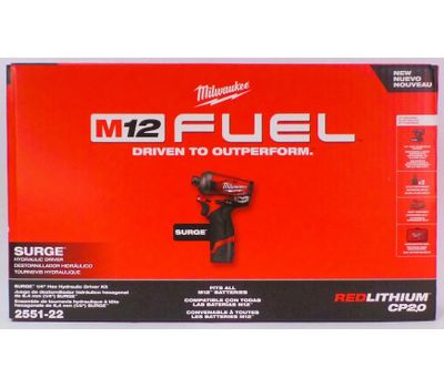 MILWAUKEE M12 FUEL SURGE 1/4 IN. HEX HYDRAULIC DRIVER 2 BATTERY KIT - RED