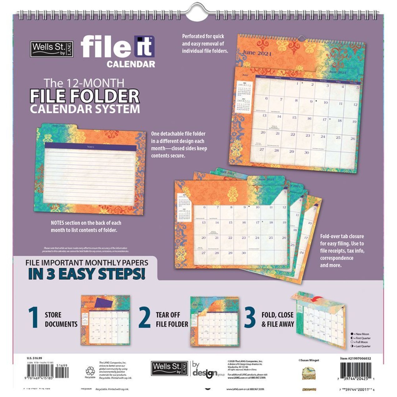 Bohemian File It Wall Calendar, by LANG - Tanga Bohemian File It Wall Calendar, by LANG - Tanga