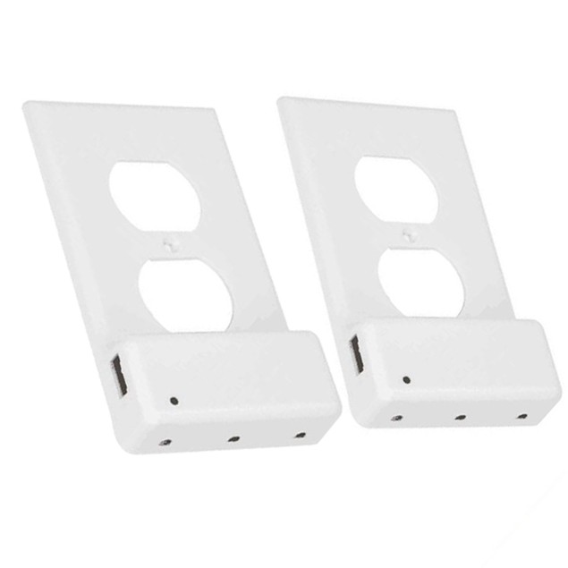 2-Pack Outlet Cover with USB Port and Built-In LED Light - BelleChic
