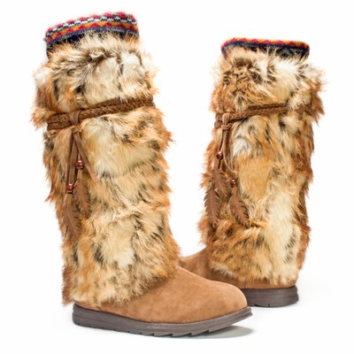 MUK LUKS Sigrid Leela Boots – Tall Faux Fur Fashion Boots With Memory Foam