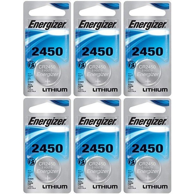 Energizer CR2450 3-Volt Lithium Coin Cell Batteries (6 Batteries)