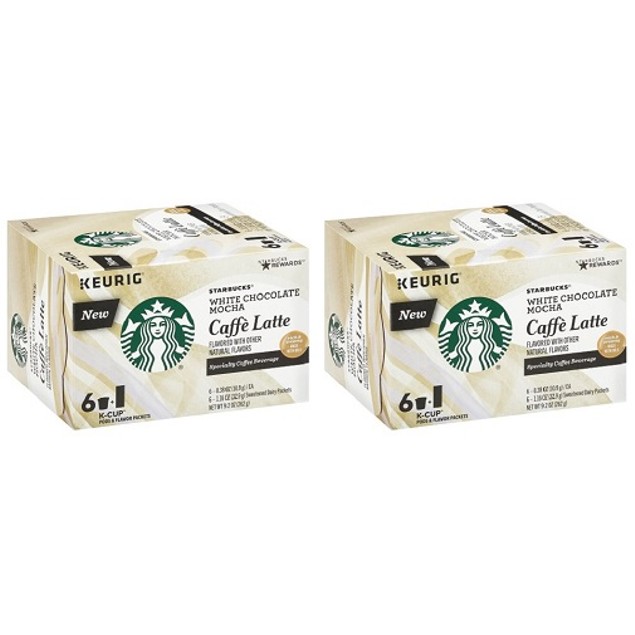 Starbucks White Chocolate Mocha Caffe Latte Keurig K-Cups 2 Box Pack