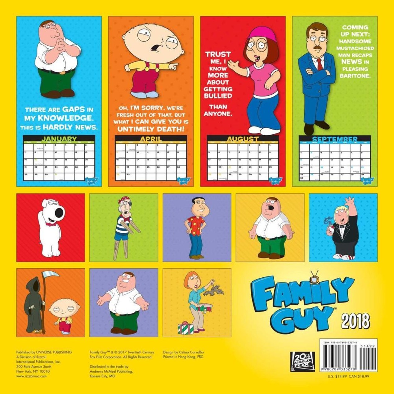 Family Guy 2025 Wall Calendar 12 Month Program