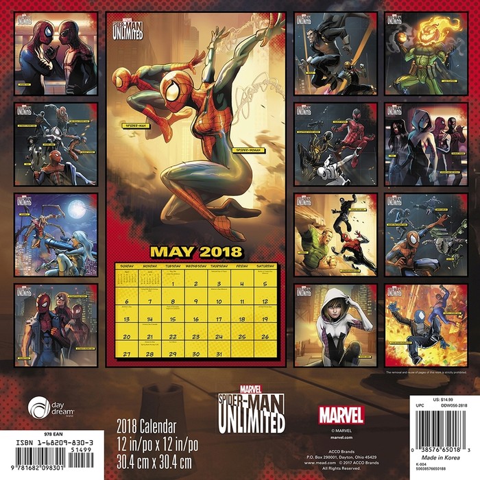 Spiderman Unlimited Wall Calendar, Gamers by Calendars Tanga