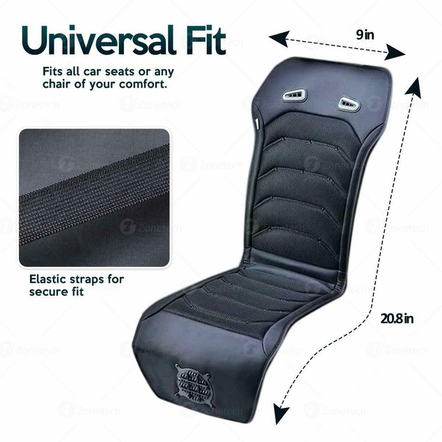 Black Polyester Seat Cover SE0074 Zone Tech Car Seat Cooling Cover - Summer Ventilation Cushion With Air Fan (Black, Polyester) Cooling Car Seat - Foto 13