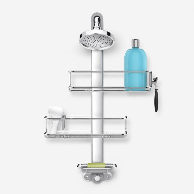 Zenna Home satin chrome over-shower-head hanging shower caddy