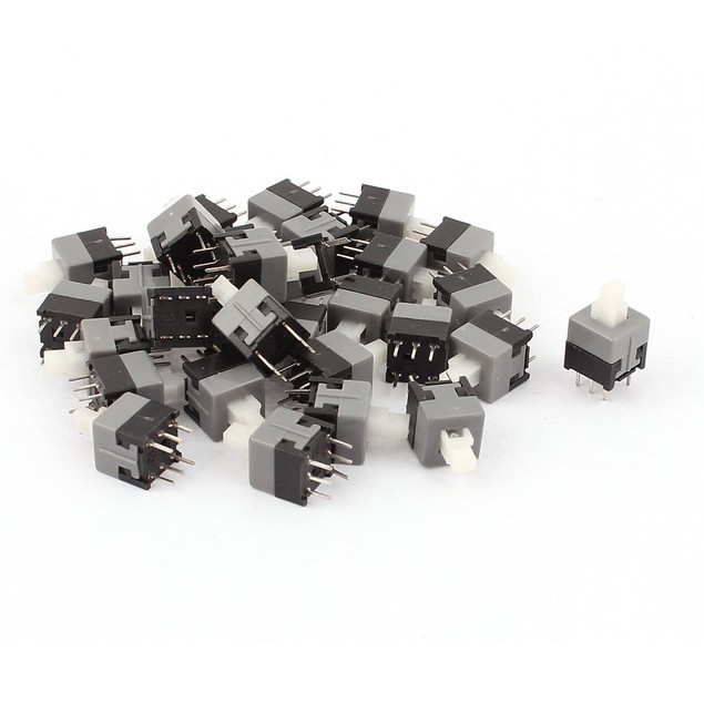 30 Pcs 6 Pin DPDT Latching Tact Tactile Micro Mini Push Button Switch ...