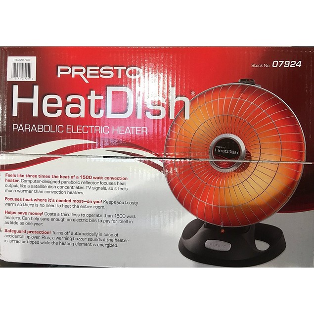 Presto Heat Dish Parabolic Electric Heater With Quick, Concentrated
