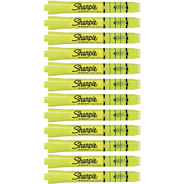 Sharpie Ink Indicator 12-Count Sharpie Ink Indicator Highlighters, Chisel Tip, Fluorescent ...