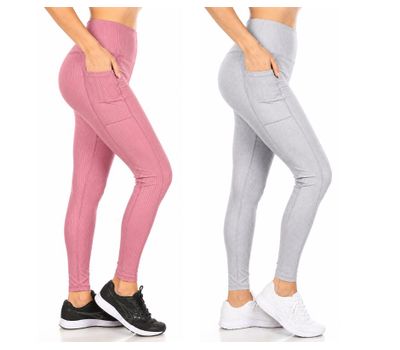 2 Pack: Women's Active Leggings with Side Pockets