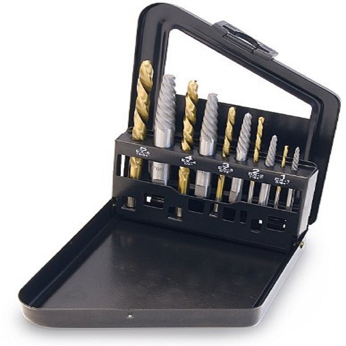 10 Piece Screw Extractor / Left Hand Drill Bit Set TIT16013 - Tanga