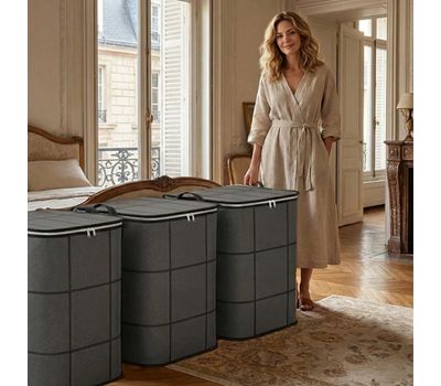 3 Pack Capacity Clothes Storage Bag - Non-woven Clothes Quilt Storage Bag - Foldable Wardrobe Storage