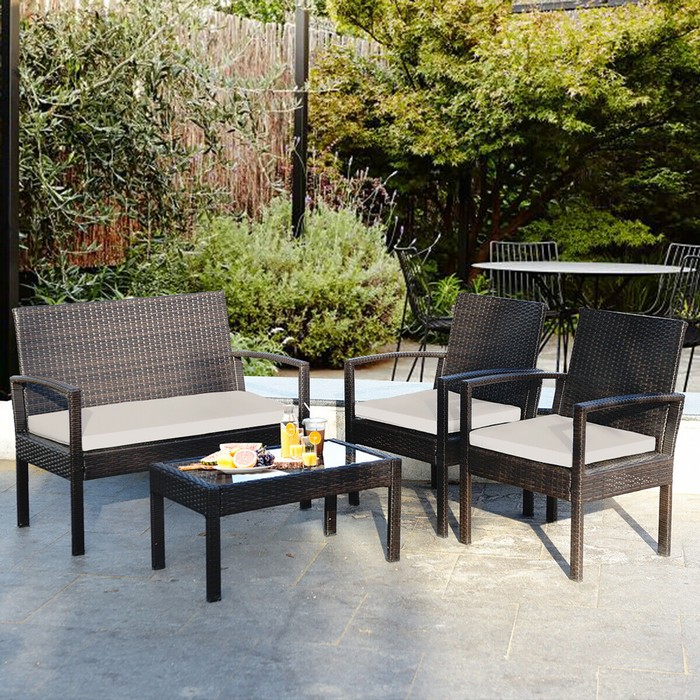4 Piece Rattan Patio Furniture Set - Tanga