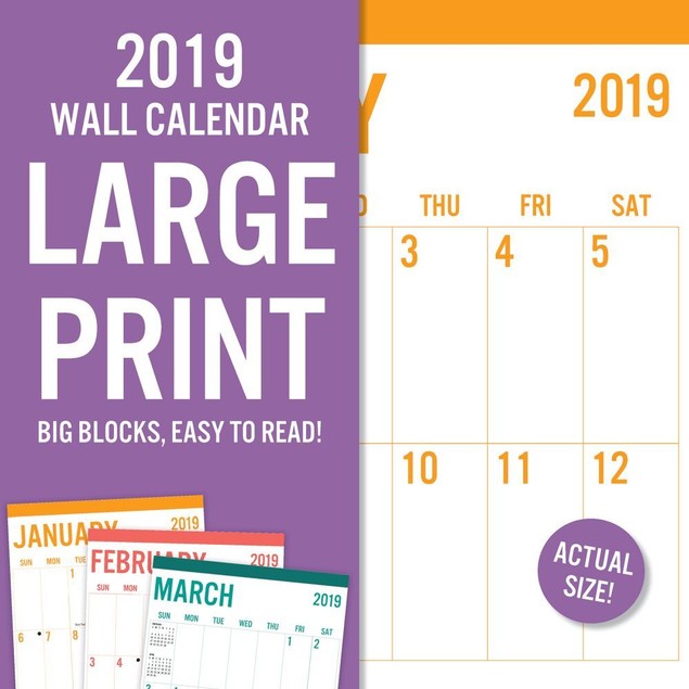 Avalon Large PrintBasic Wall Calendar, Big Grid by Calendars Tanga