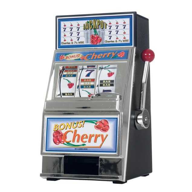 Cherry Bonus Slot Machine bank with Spinning Reels