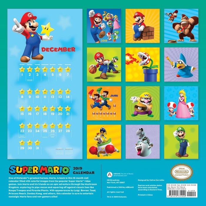 Super Mario Brothers Wall Calendar, Gamers by Calendars Tanga