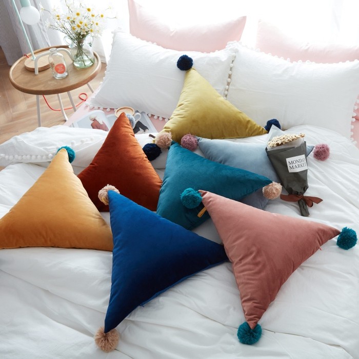 Triangle Shape Pom Pom Pillows BelleChic