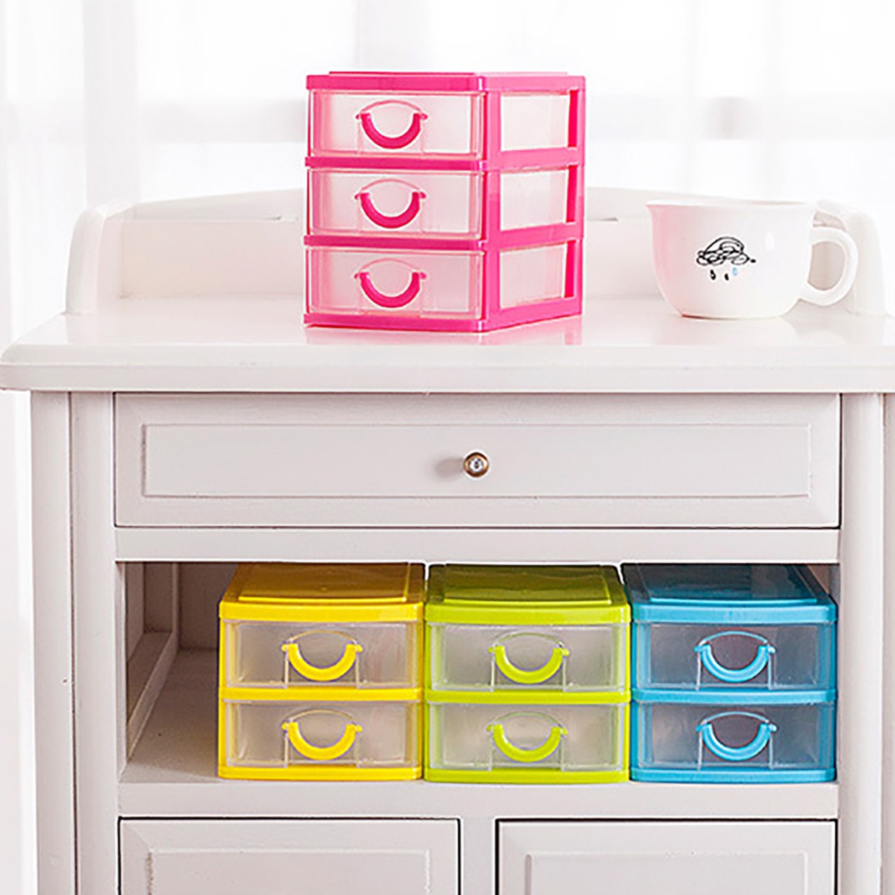 Two Layers Drawer Desk Organizer Storage Boxes Containers Case - Tanga