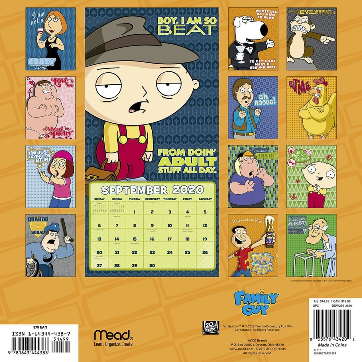 Family Guy 2024 Wall Calendar 12 Month 2022 Utd Fall 2024 Calendar Family Guy 2025 Wall Calendar 12 Month Anniversary