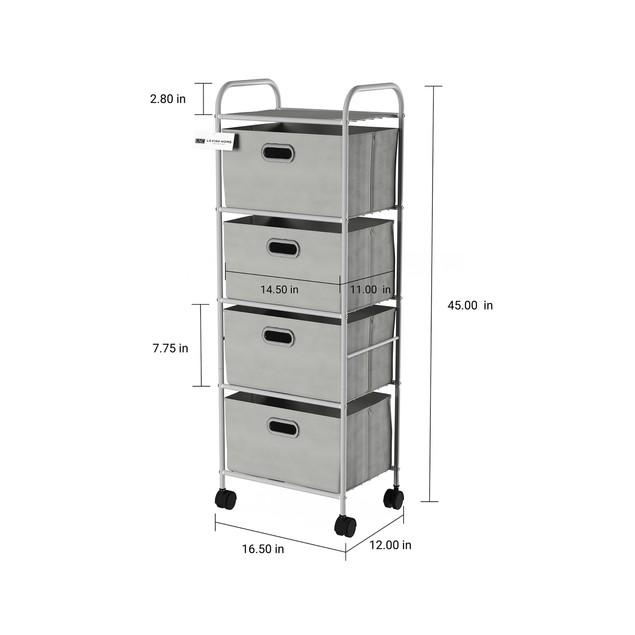 4 Drawer Rolling Storage Cart on Wheels by Lavish Home Tanga