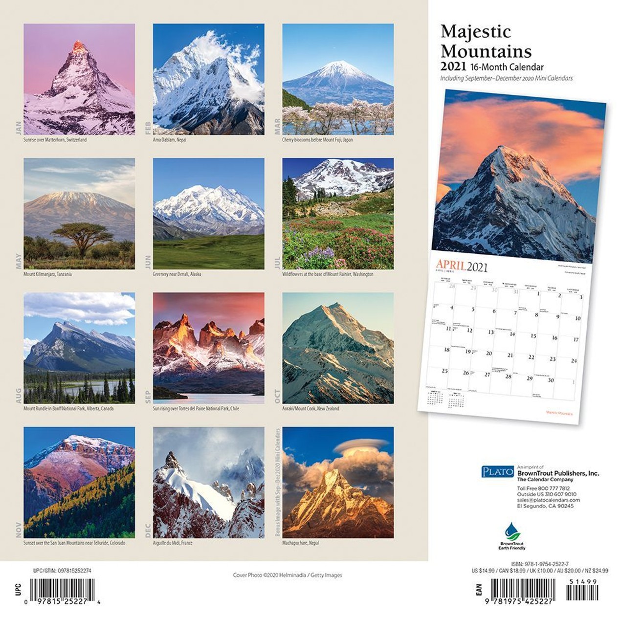 Majestic Mountains Wall Calendar, by BROWNT Tanga