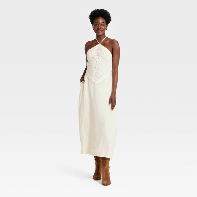 a new day cotton dress Midi Dress Short Sleeves 2019 A New Day Women's Short Sleeve Midi Dress | 100% Cotton, Collared, Front Button Down With Side Pockets