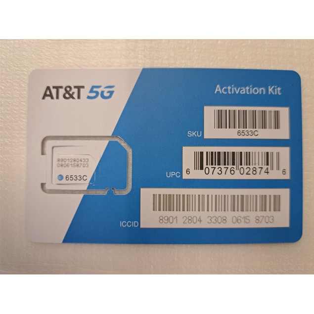 AT&T 3-in-1 Prepaid/Postpaid 4G LTE 5G SIM Card Nano/Micro/Standard ...