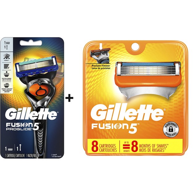 Gillette Fusion 5 Proglide Razor Handle with Blade + 8 Pack Fusion 5 ...