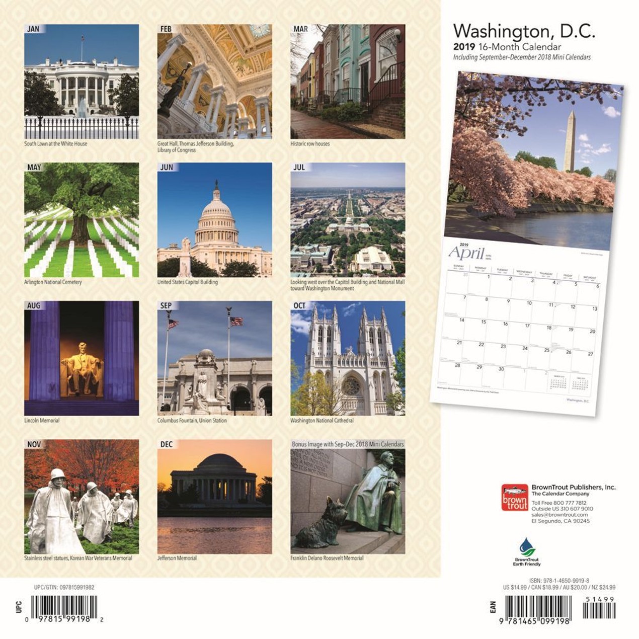 Washington DC Wall Calendar, by BrownTrout Tanga