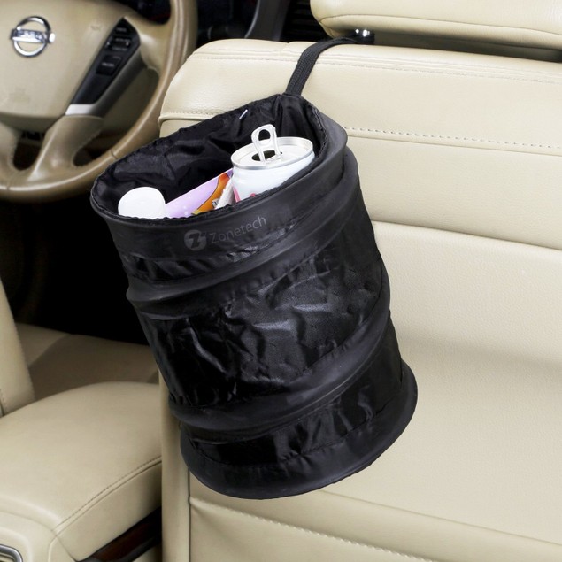 2-pack Zone Tech Portable Car Trash Can Collapsible Pop-up Leak Proof ...