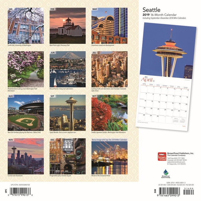 Seattle Wall Calendar, by BROWNT Tanga