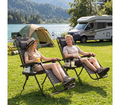 Zero Gravity Chair Portable Patio Recliner with Adjustable Backrest & Pillow